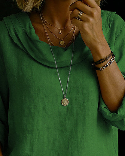 Camisa mujer de algodón cuello caído estilo clásico