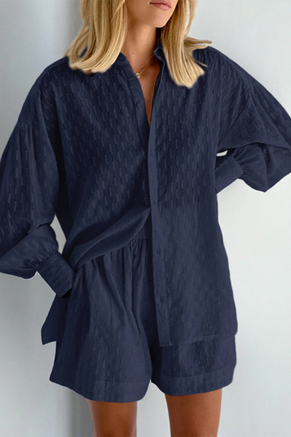 Conjunto Mujer Camisa Broderie y Pantalones Cortos