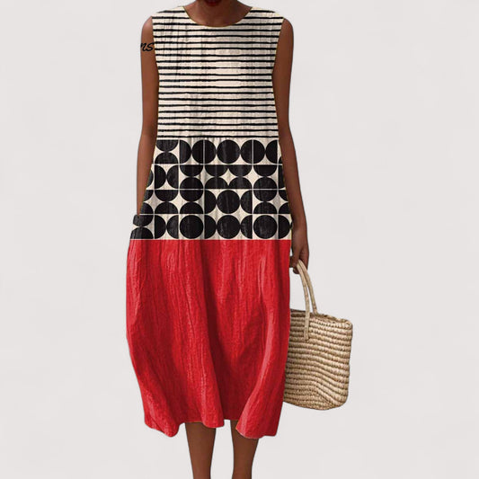 Vestido midi mujer con bloques y corte holgado - Mavetta