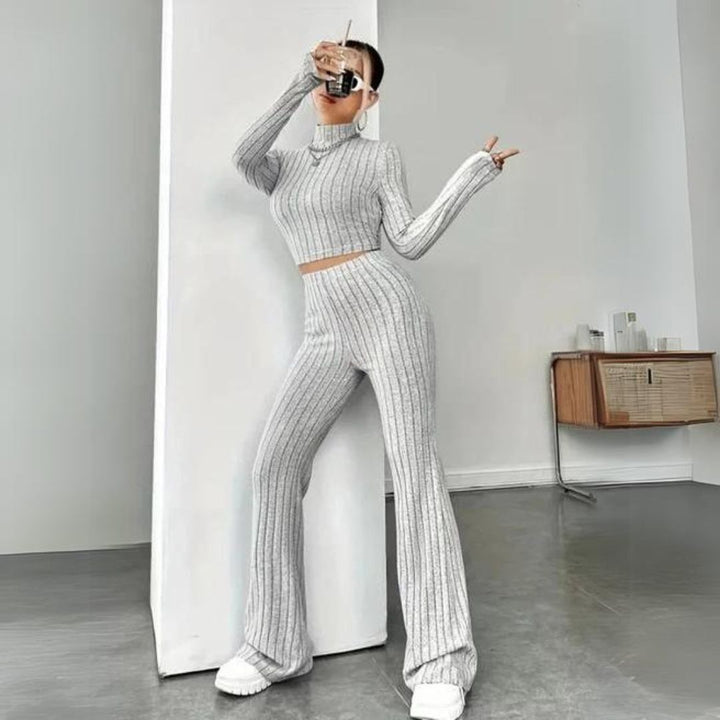 Conjunto Mujer de Punto Acanalado y Pantalón Ajustado - Mavetta
