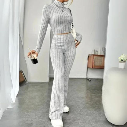 Conjunto Mujer de Punto Acanalado y Pantalón Ajustado