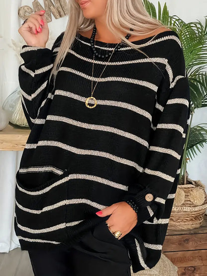 Jersey Mujer Holgado Algodón Cuello Redondo Manga Larga - Mavetta