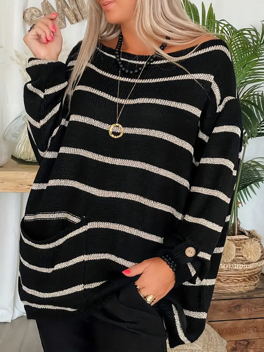 Jersey Mujer Holgado Algodón Cuello Redondo Manga Larga - Mavetta