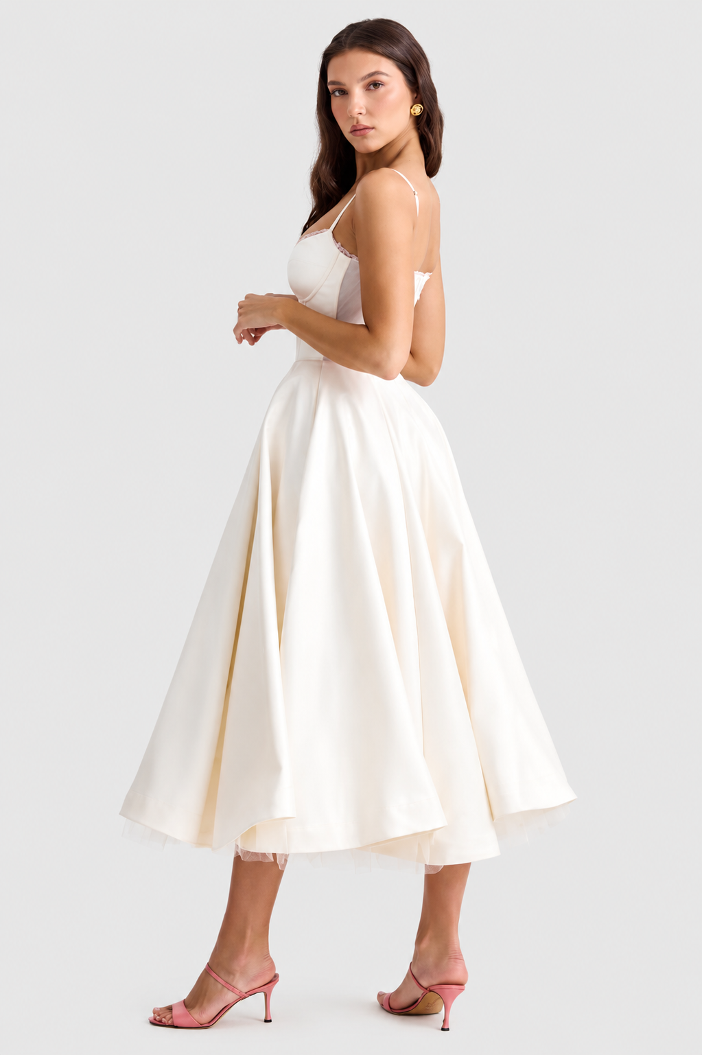 Vestido Midi Mujer de Satén Suave Ajuste Elegante