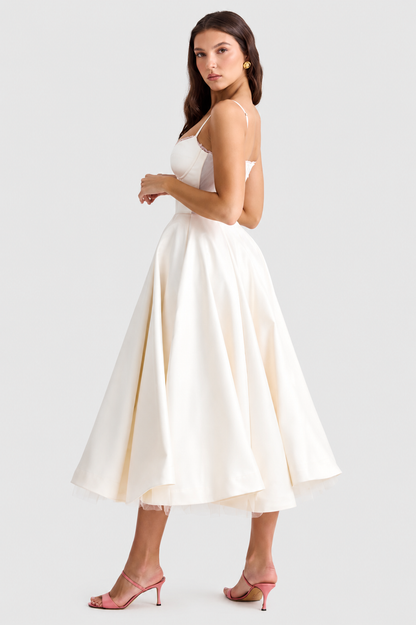Vestido Midi Mujer de Satén Suave Ajuste Elegante