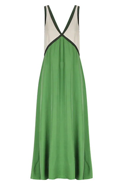 Vestido largo Mujer con escote en V y corte fluido