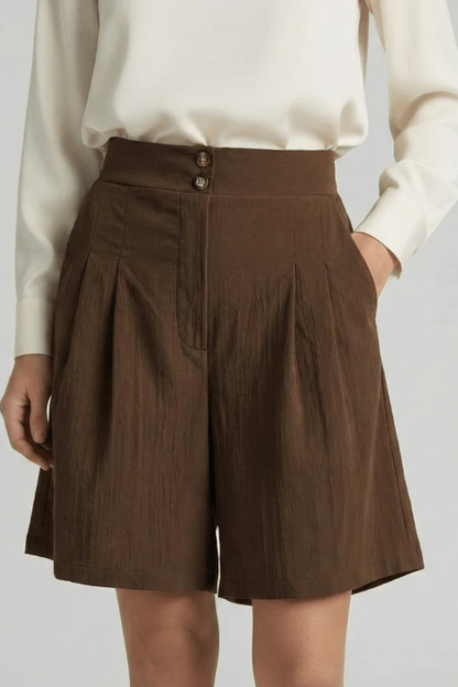Bermudas Mujer Talle Alto con Pinzas Corte Sartorial