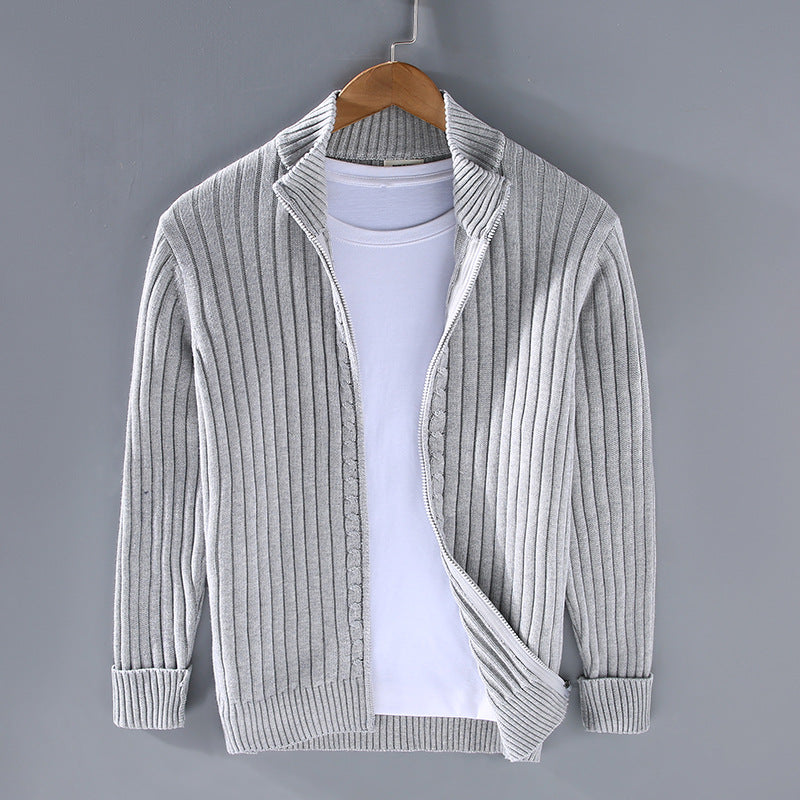 Chaqueta punto hombre con cremallera y cuello alto ajustada