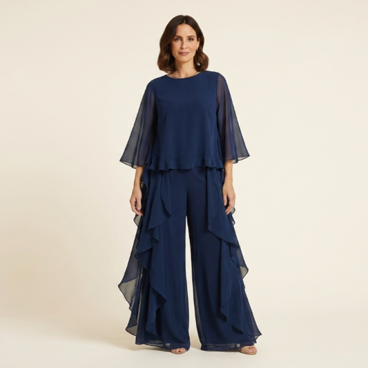Conjunto Mujer de Chifón Elegante con Volantes - Mavetta