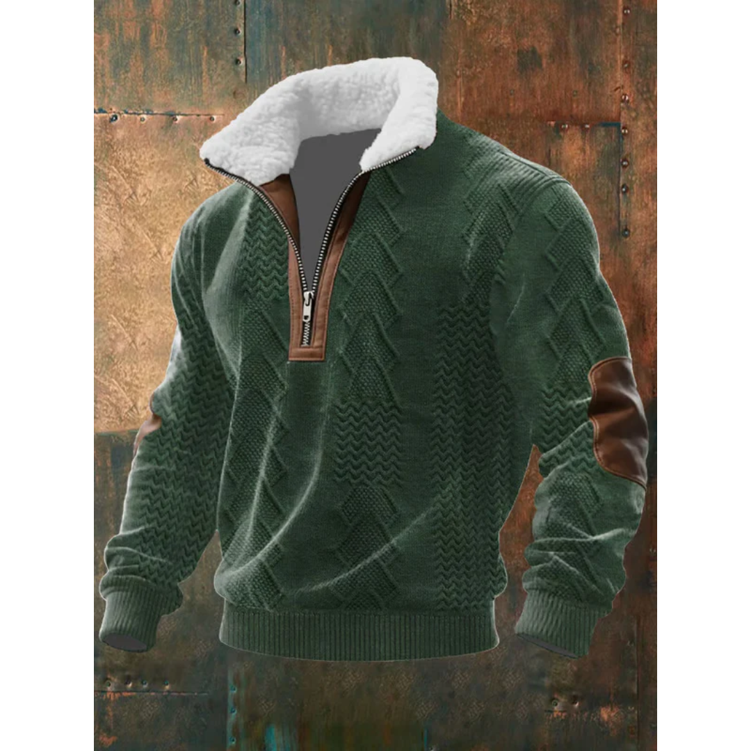 Suéter hombre forro polar cremallera cuello alto cálido