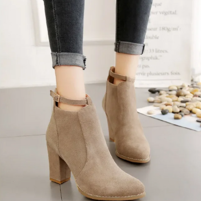Botines Mujer con Hebilla Tacón Alto de Bloque