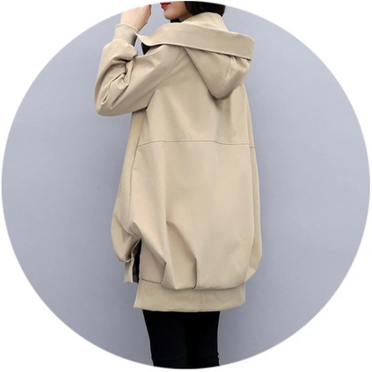 Trench Coat Mujer Ligero con Cremallera Corte Relajado