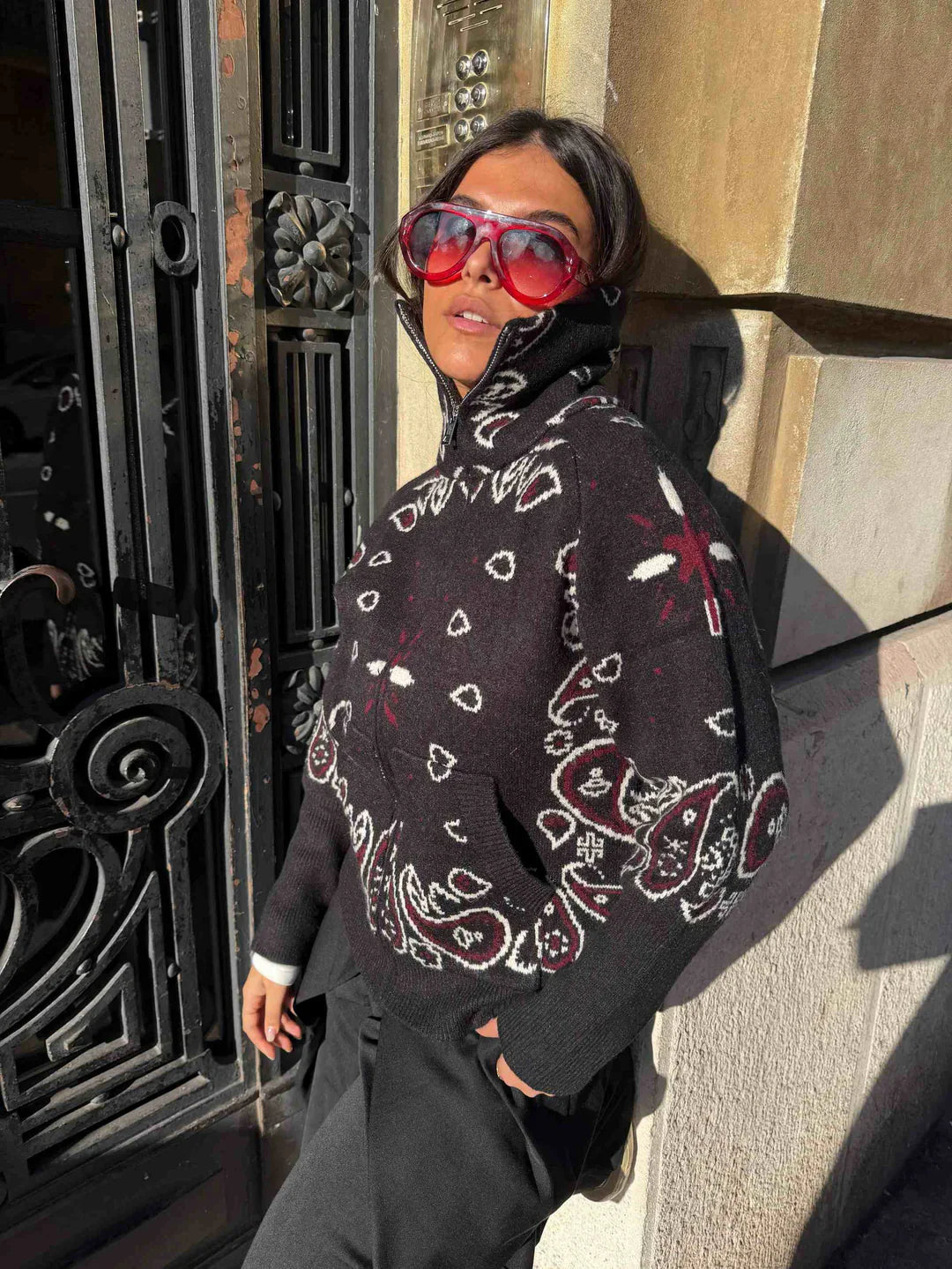 Jersey Mujer de Punto Cuello Alto con Cremallera