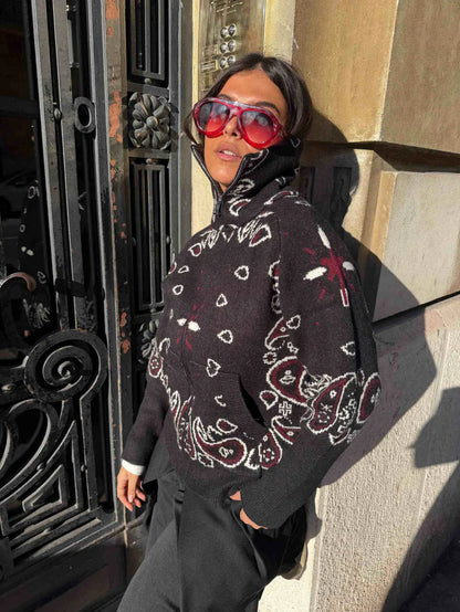 Jersey Mujer de Punto Cuello Alto con Cremallera
