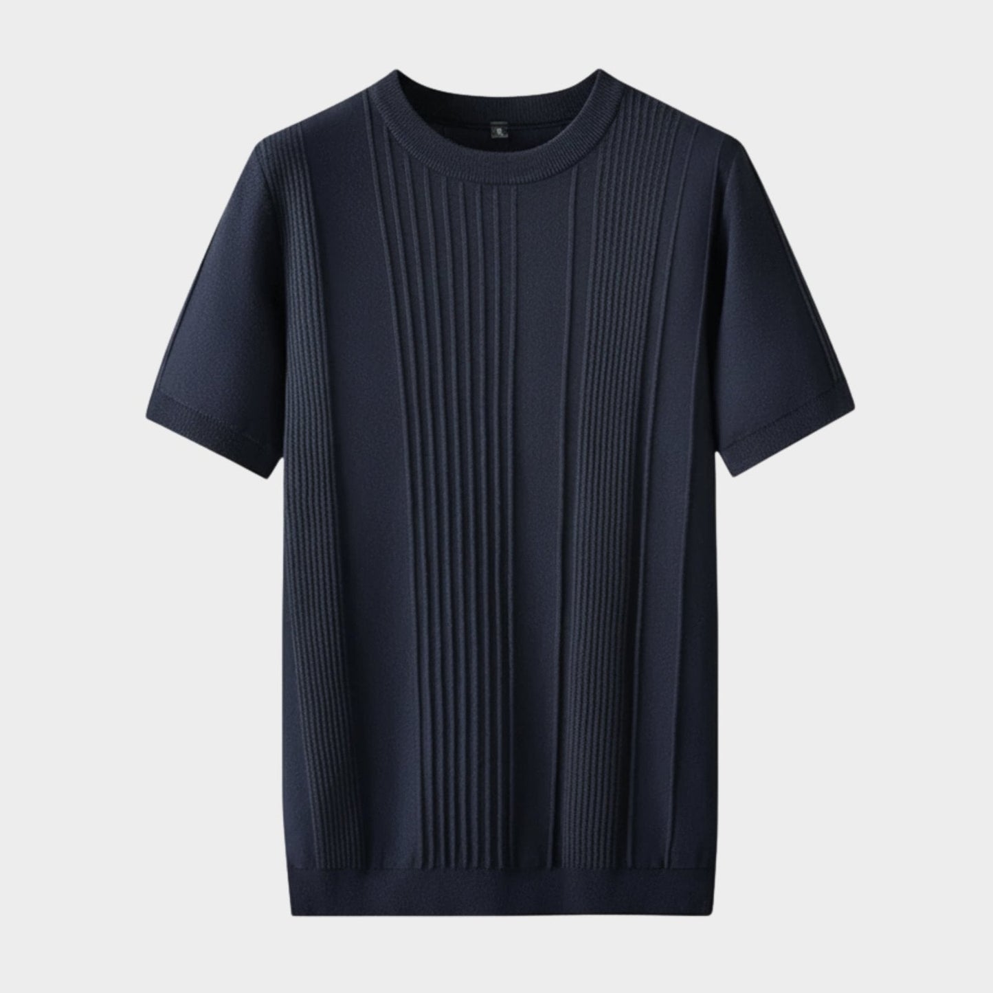 Camiseta Hombre de Punto Seda de Hielo Manga Corta Cuello Redondo