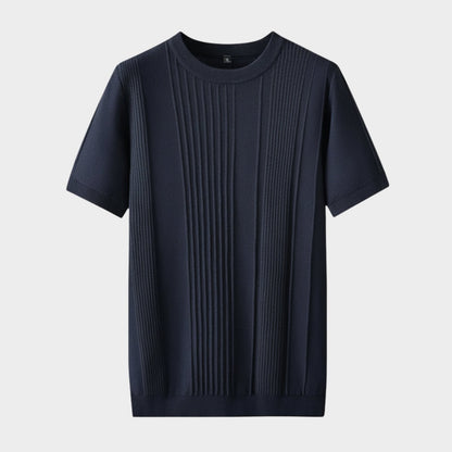 Camiseta Hombre de Punto Seda de Hielo Manga Corta Cuello Redondo