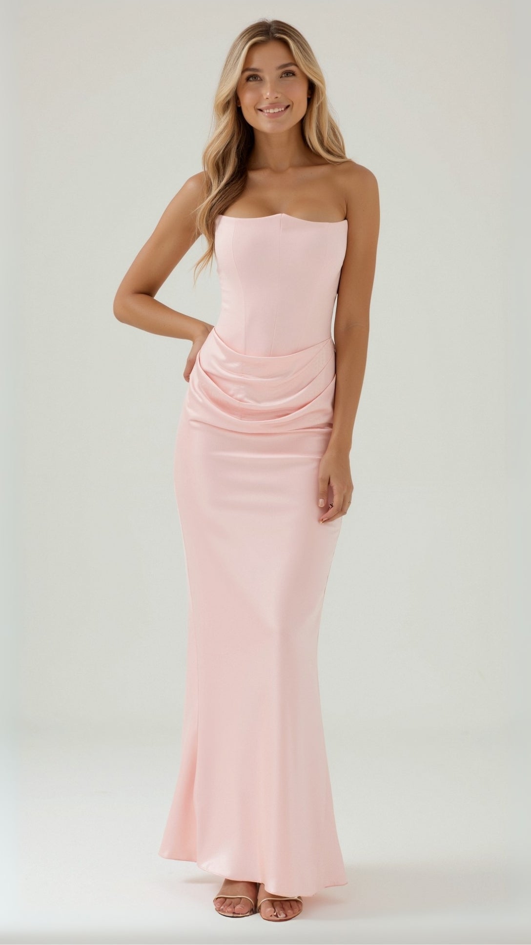 Vestido maxi mujer de boda silueta columna elegante