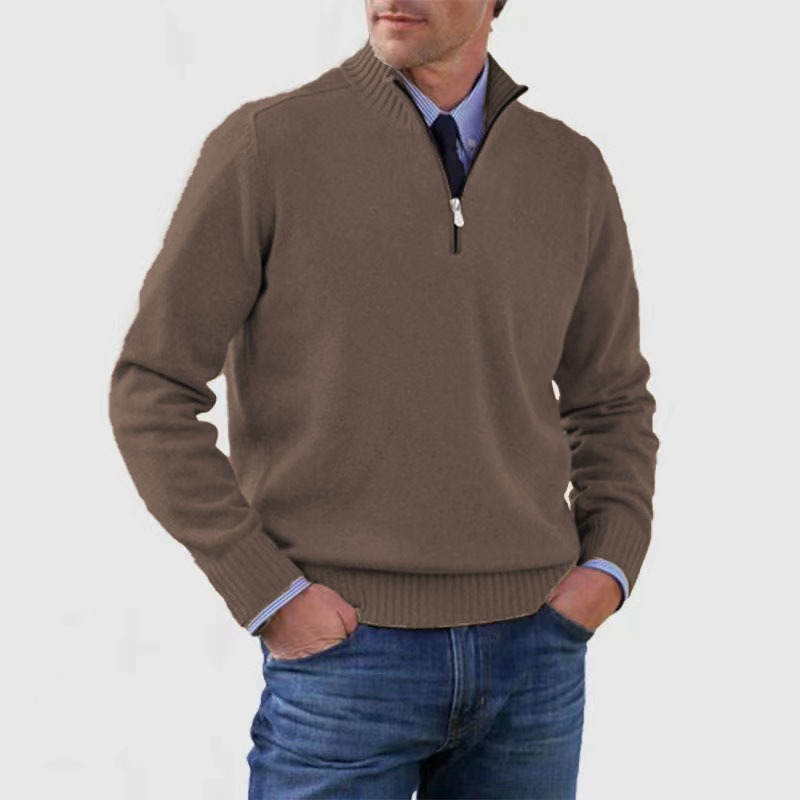 Jersey Hombre de Punto con Media Cremallera Ajustado