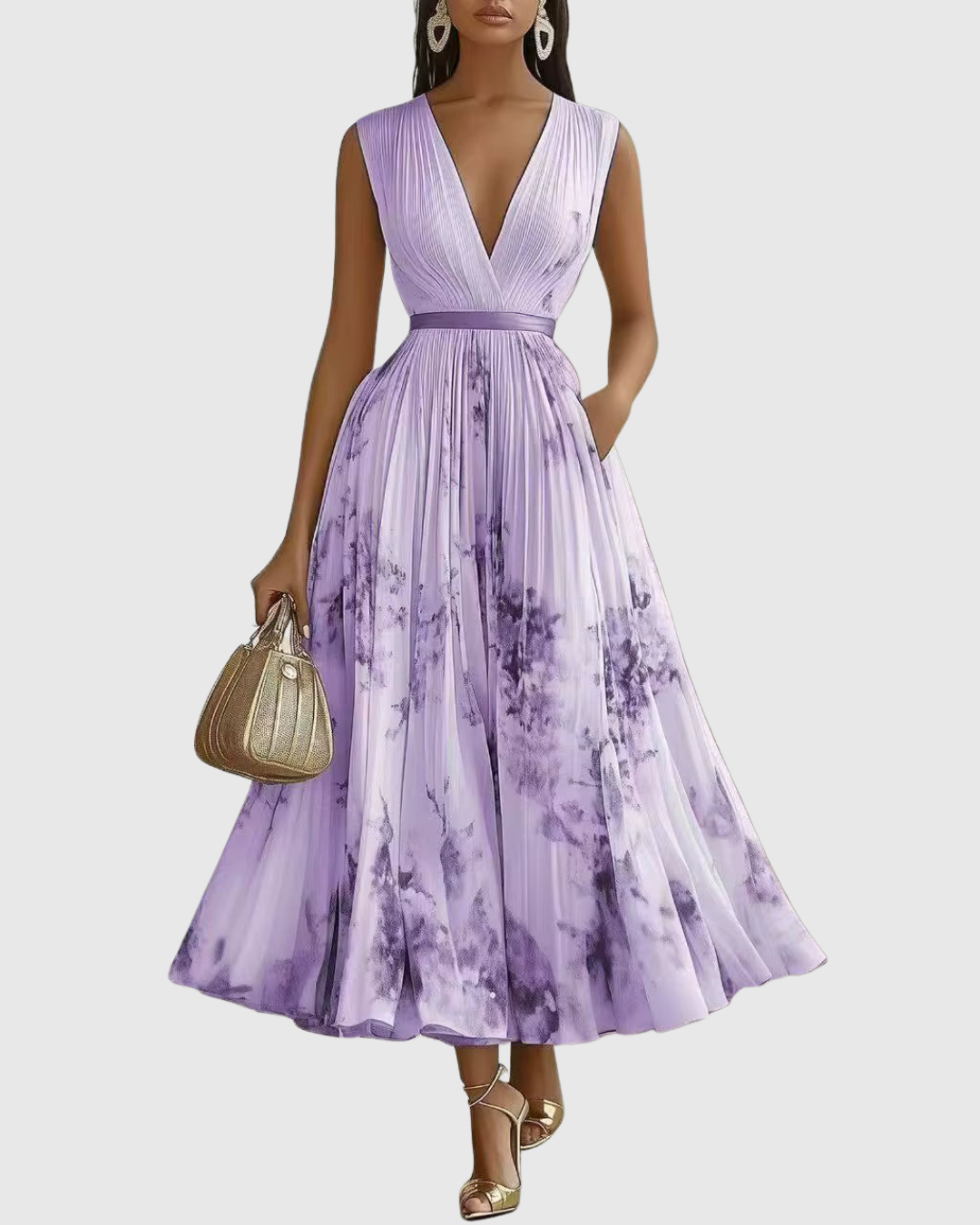 Vestido maxi mujer plisado estilo elegante