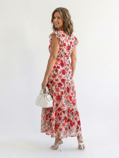 Vestido midi mujer de capas y tela fresca elegante