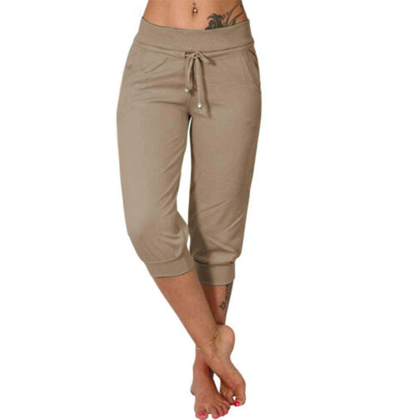 Pantalón Capri Mujer Ajustado Cintura Alta