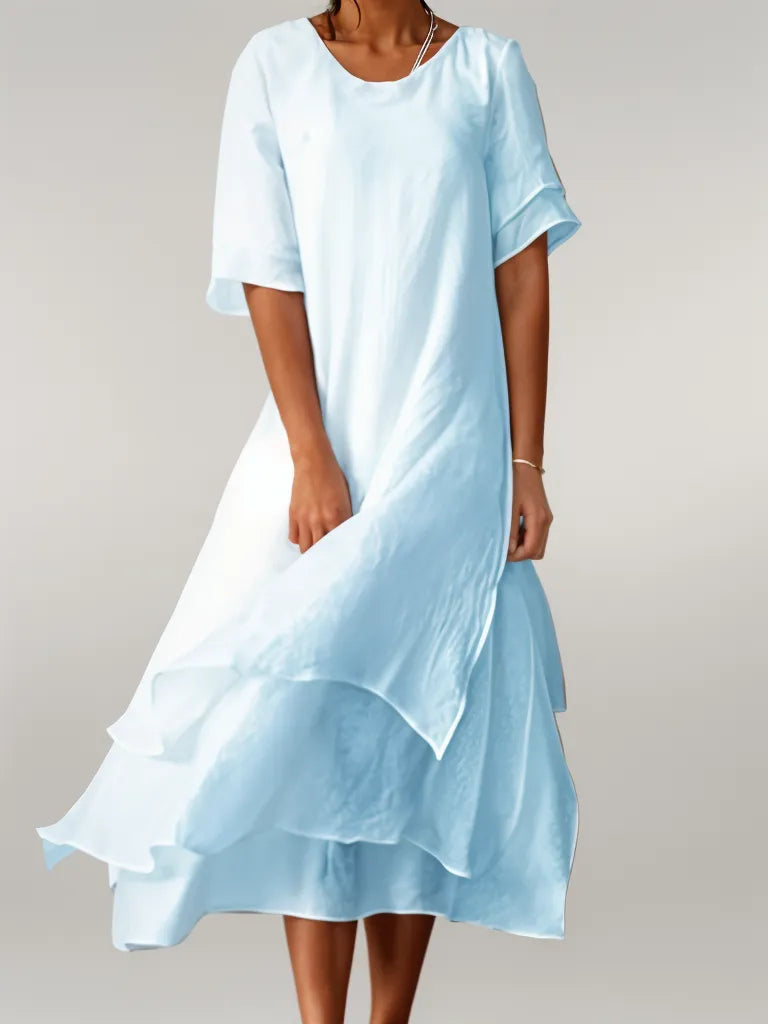 Vestido Midi Mujer de Capas Elegante