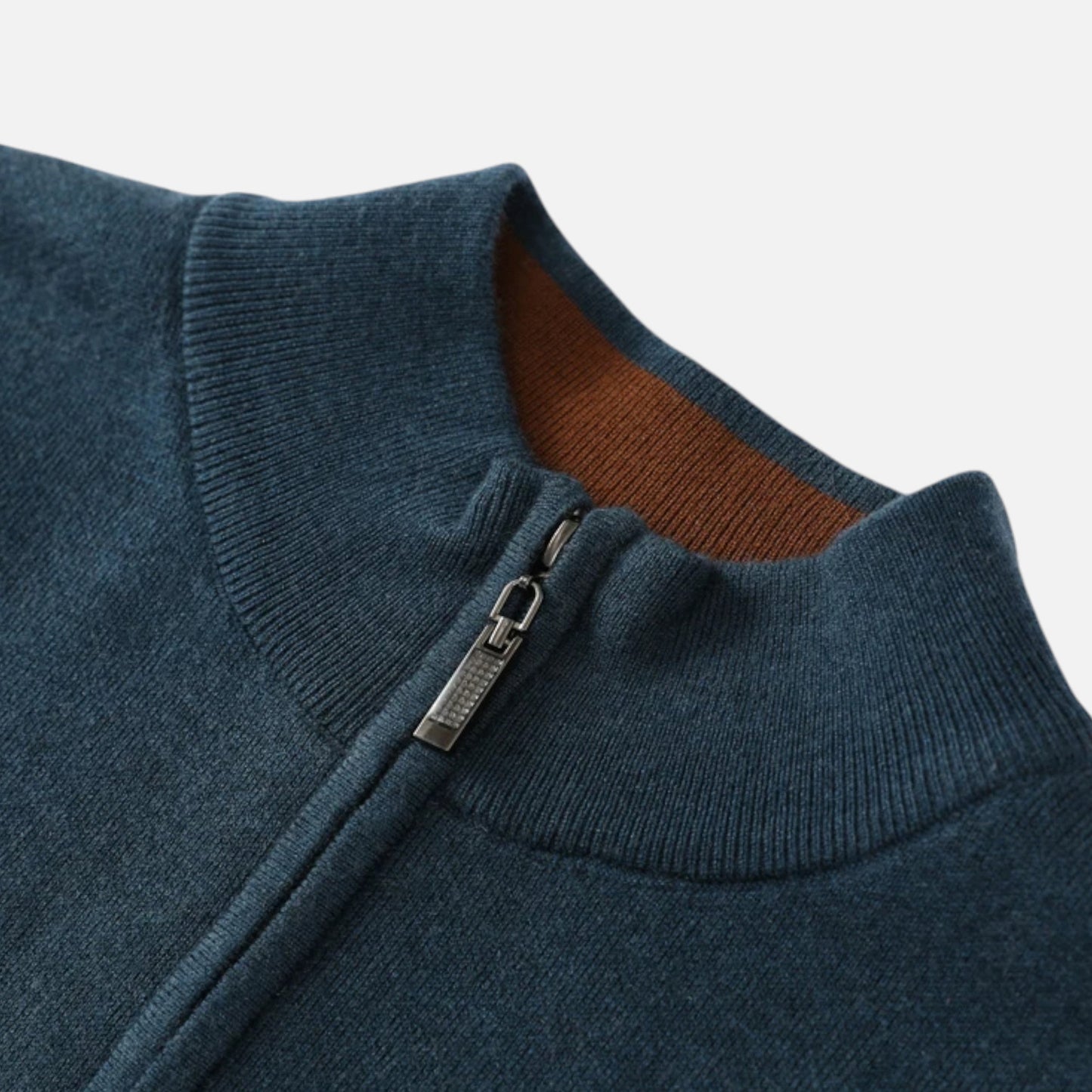 Suéter Hombre Lana Merino Media Cremallera Cuello Semi Alto