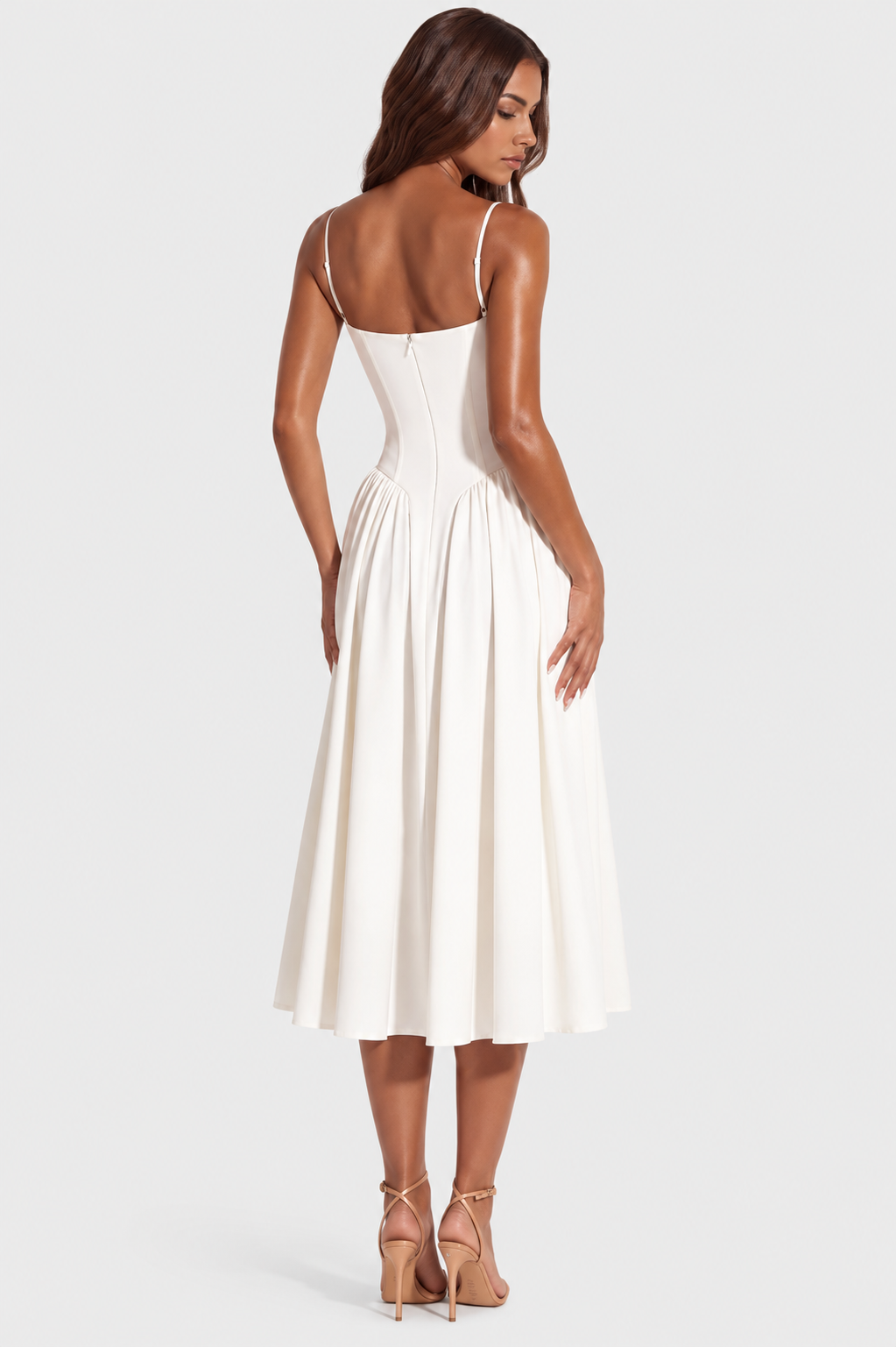 Vestido Midi Mujer Escote Corazón Ajustado