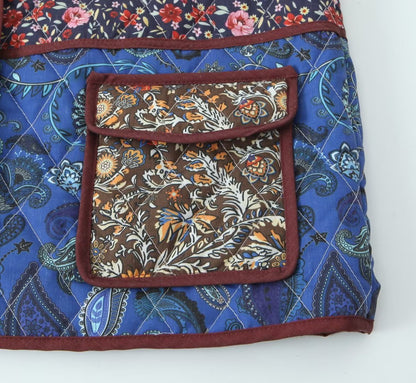 Abrigo Mujer Semi Acolchado Estampado Floral Bolsillos