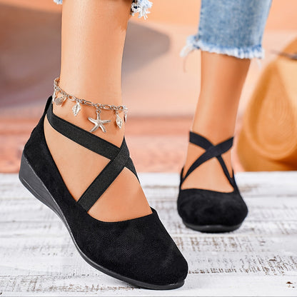 Zapatos mujer con tiras cruzadas y puntera redondeada informales