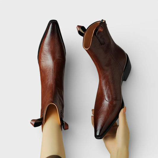 Botines Cowboy Piel Mujer Cremallera Trasera - Mavetta