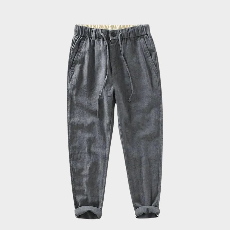 Pantalones Hombre de Lino y Algodón Corte Recto Cintura Elástica