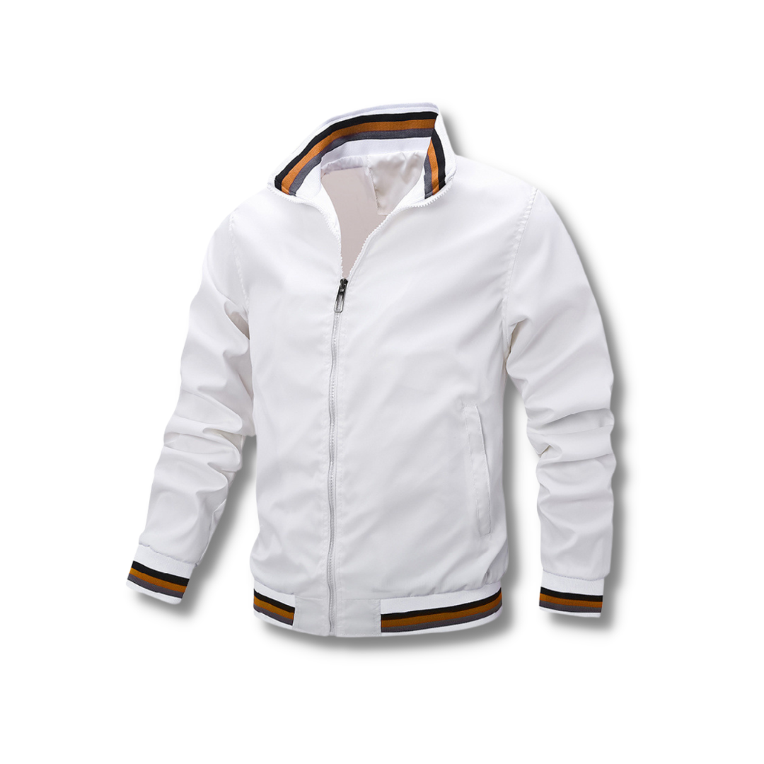 Chaqueta Hombre con Cremallera y Detalles en Material Técnico