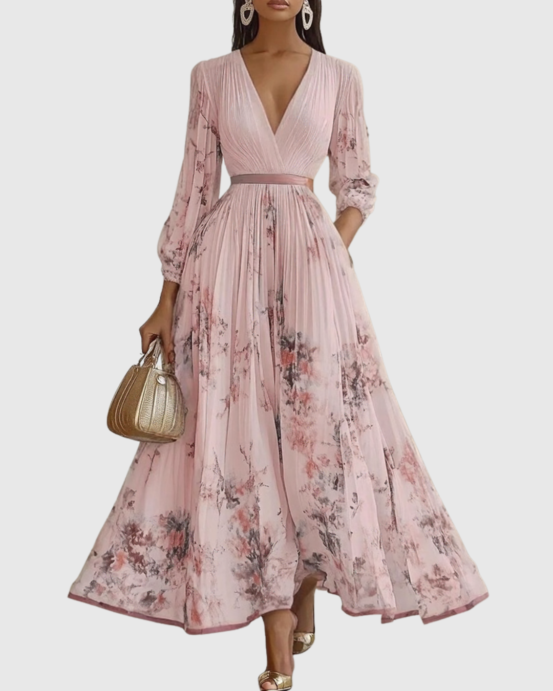 Vestido maxi mujer plisado estilo elegante