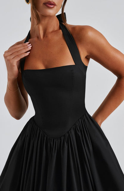 Vestido midi mujer de tirantes halter para eventos