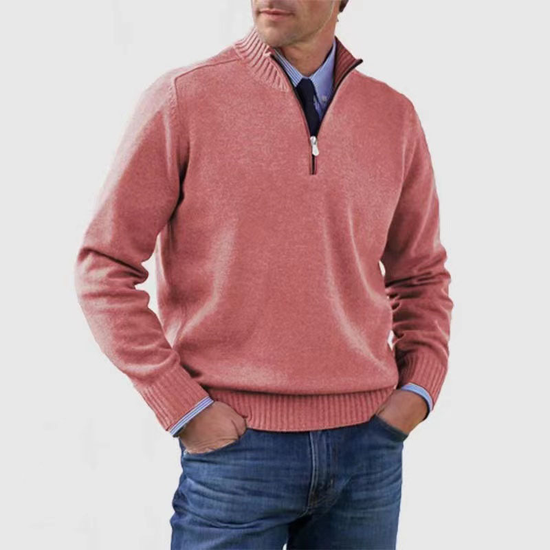 Jersey Hombre de Punto con Media Cremallera Ajustado