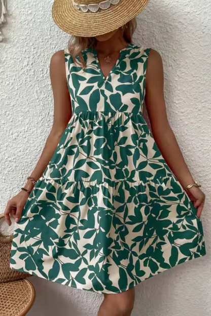 Vestido midi mujer sin mangas escote en V estilo bohemio