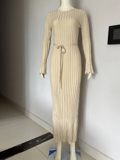 Vestido largo mujer de plumeti tejido elástico ajustado plisado