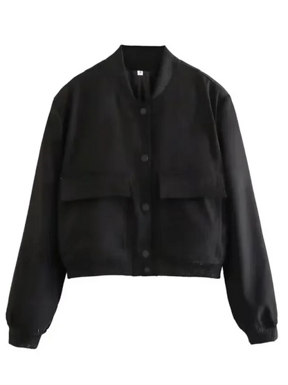 Chaqueta bomber Mujer corta con botones y bolsillos funcionales