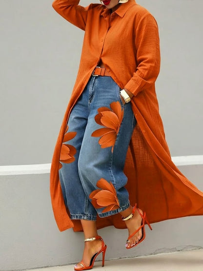 Vestido Camisa Midi Mujer Algodón Lino Corte Fluido