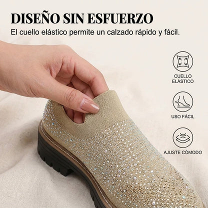 Mocasines Mujer sin Cordones con Pedrería Brillante