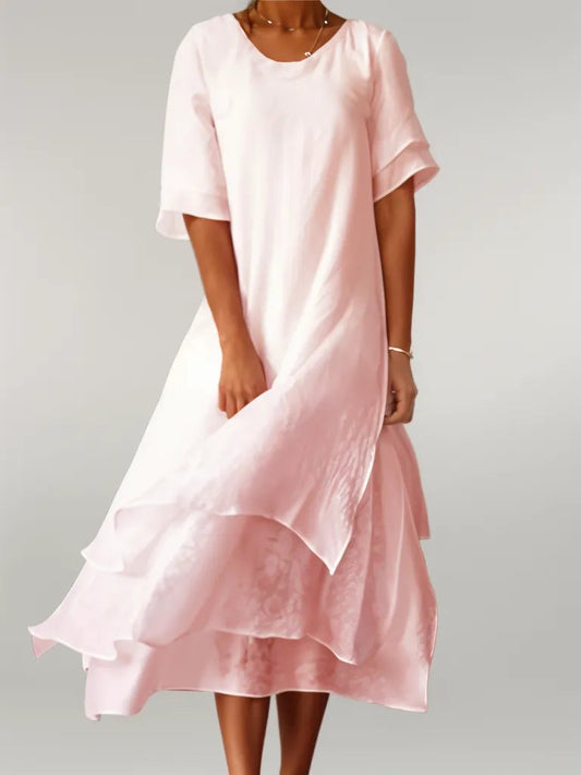 Vestido largo Mujer Algodón Suave Cuello Redondo Corte Fluido - Mavetta