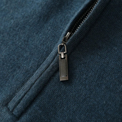 Suéter Hombre Lana Merino Media Cremallera Cuello Semi Alto