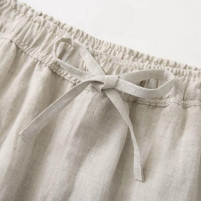 Pantalones Lino Hombre Corte Recto Cintura Elástica
