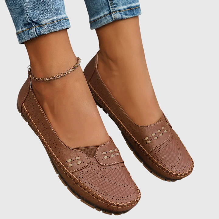 Mocasines Mujer Sintético Perforado Sin Cordones Casual