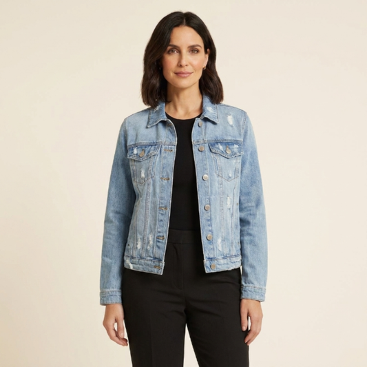 Chaqueta Vaquera Mujer Boyfriend Desgastada - Mavetta