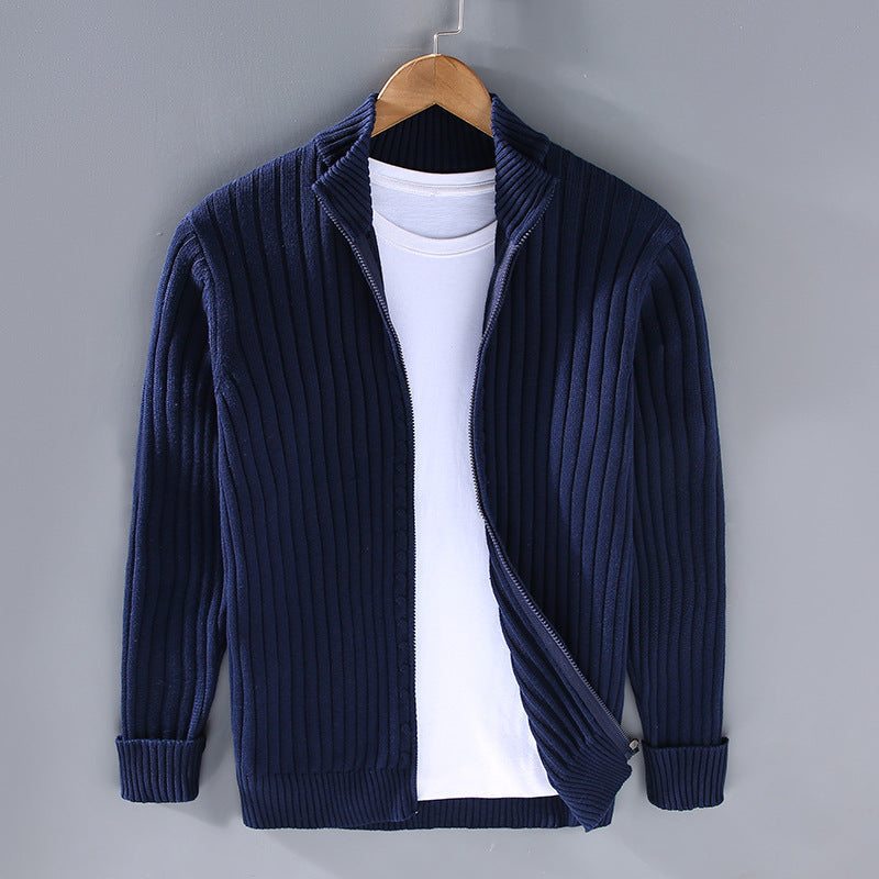 Chaqueta punto hombre con cremallera y cuello alto ajustada