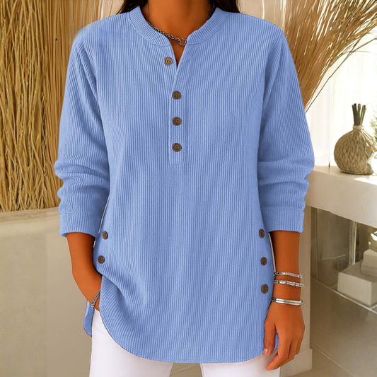 Sudadera Mujer Texturizada Manga Larga Botones Casual - Mavetta
