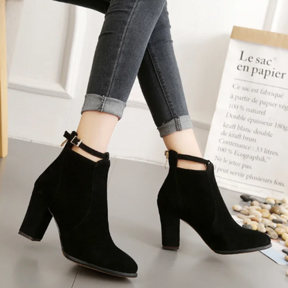 Botines Mujer con Hebilla Tacón Alto de Bloque