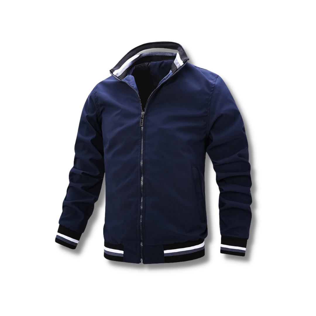 Chaqueta Hombre con Cremallera y Detalles en Material Técnico